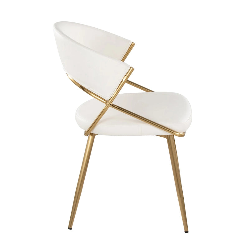 Glam Gold Metal Frame Upholstered Dining Chair Set of 2
