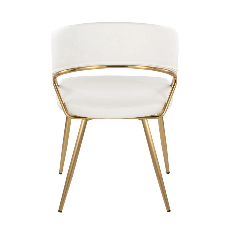 Glam Gold Metal Frame Upholstered Dining Chair Set of 2