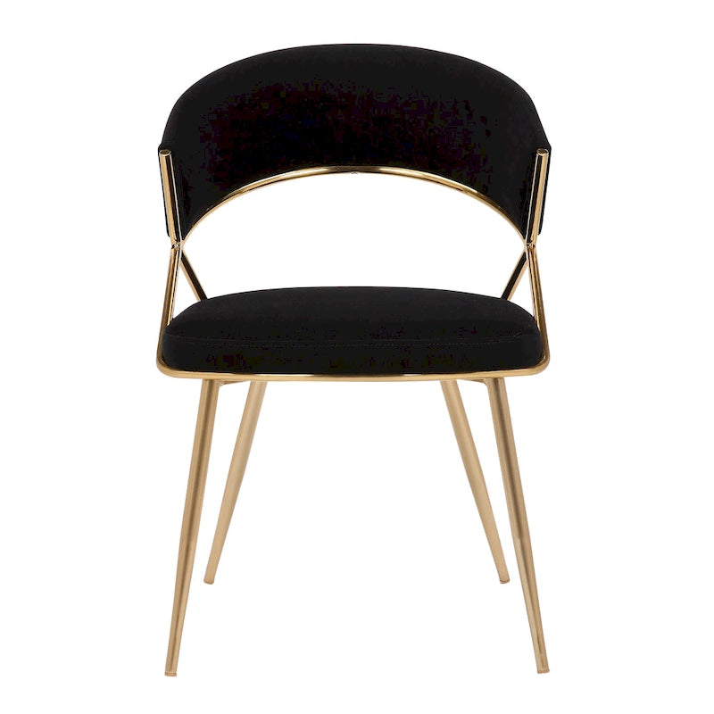 Glam Gold Metal Frame Upholstered Dining Chair Set of 2