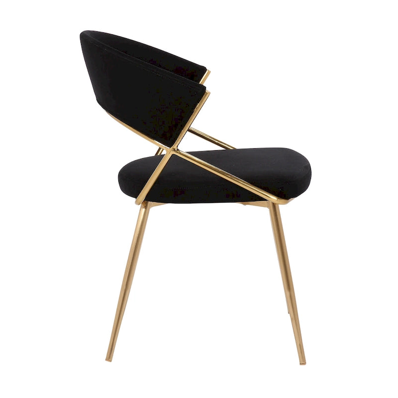Glam Gold Metal Frame Upholstered Dining Chair Set of 2