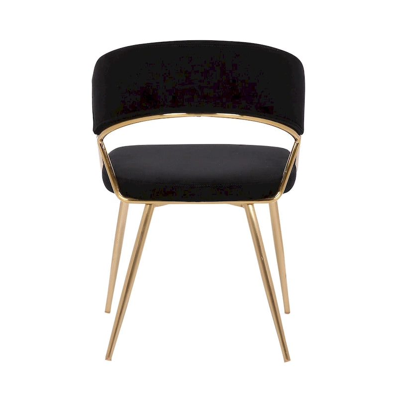 Glam Gold Metal Frame Upholstered Dining Chair Set of 2