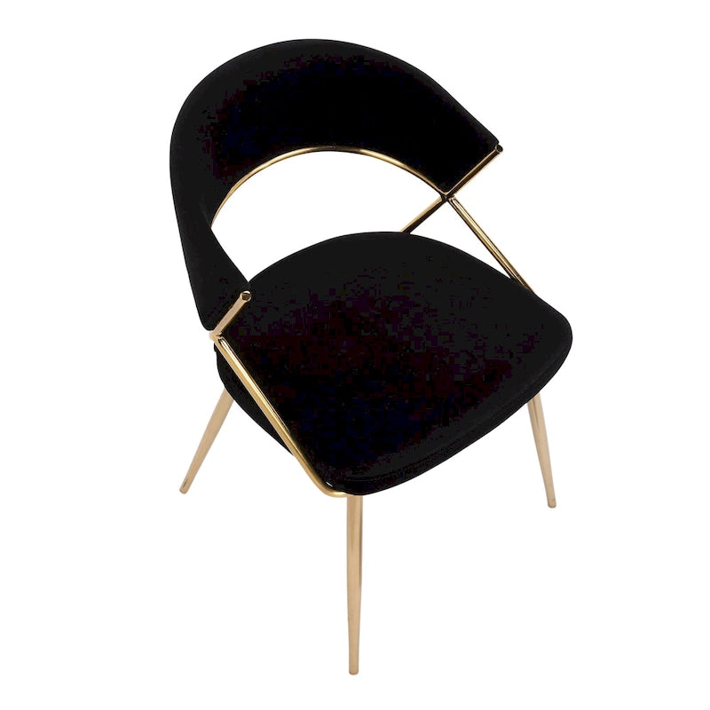 Glam Gold Metal Frame Upholstered Dining Chair Set of 2