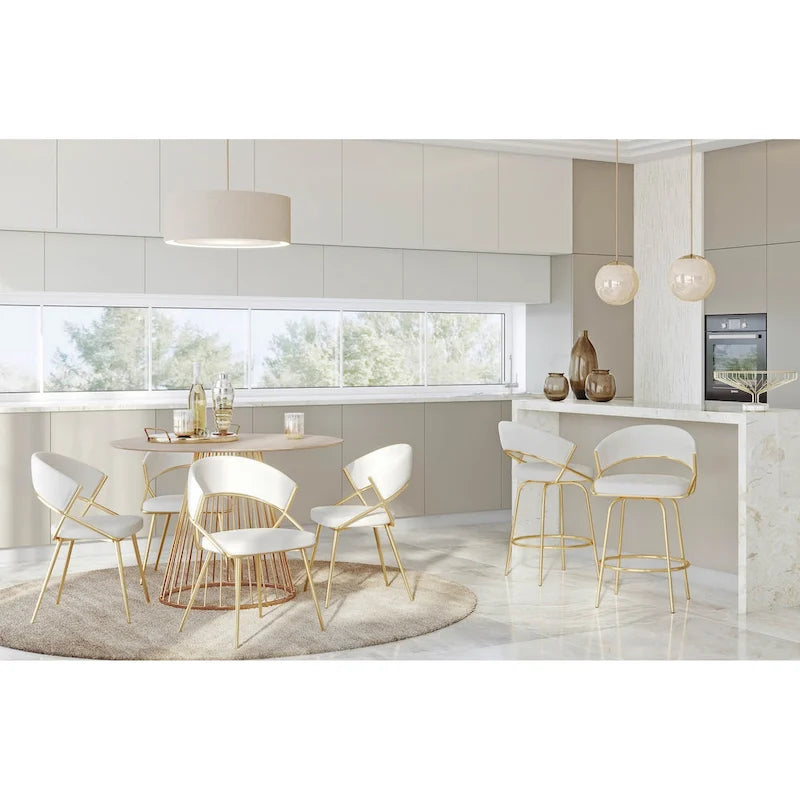 Glam Gold Metal Frame Upholstered Dining Chair Set of 2