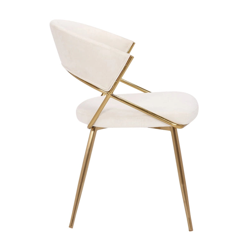 Glam Gold Metal Frame Upholstered Dining Chair Set of 2
