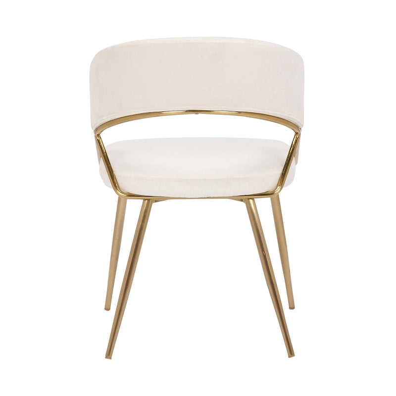 Glam Gold Metal Frame Upholstered Dining Chair Set of 2