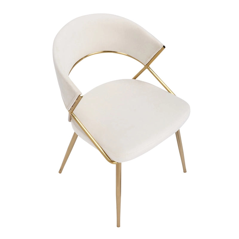 Glam Gold Metal Frame Upholstered Dining Chair Set of 2