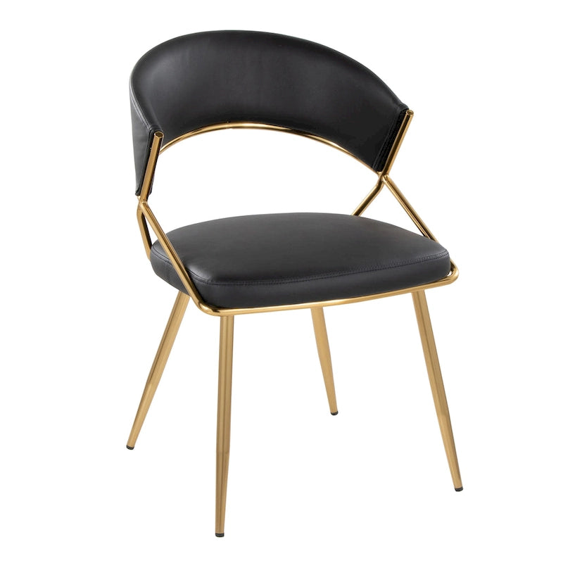 Glam Gold Metal Frame Upholstered Dining Chair Set of 2