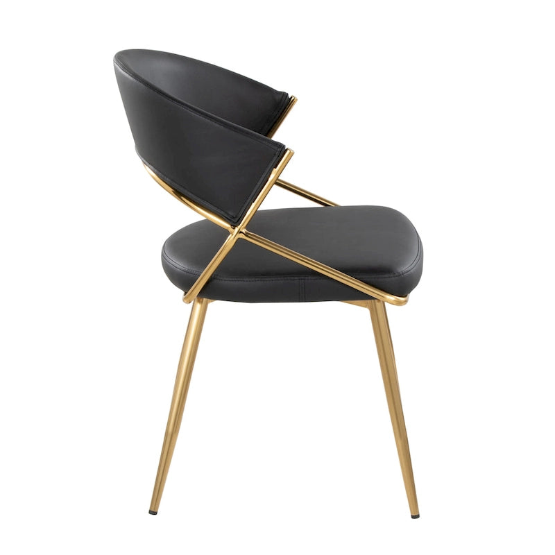 Glam Gold Metal Frame Upholstered Dining Chair Set of 2