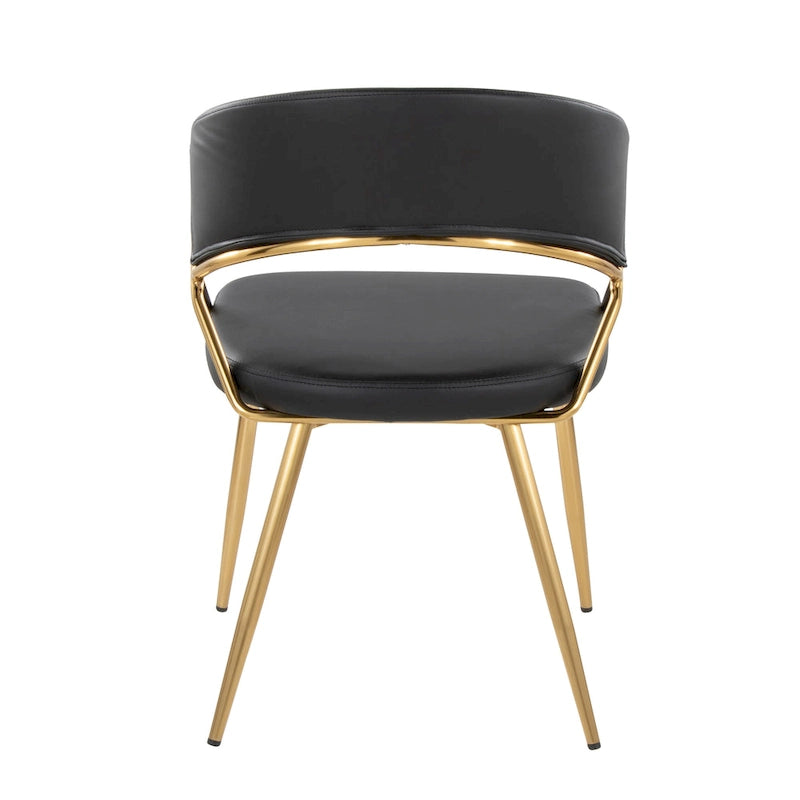 Glam Gold Metal Frame Upholstered Dining Chair Set of 2