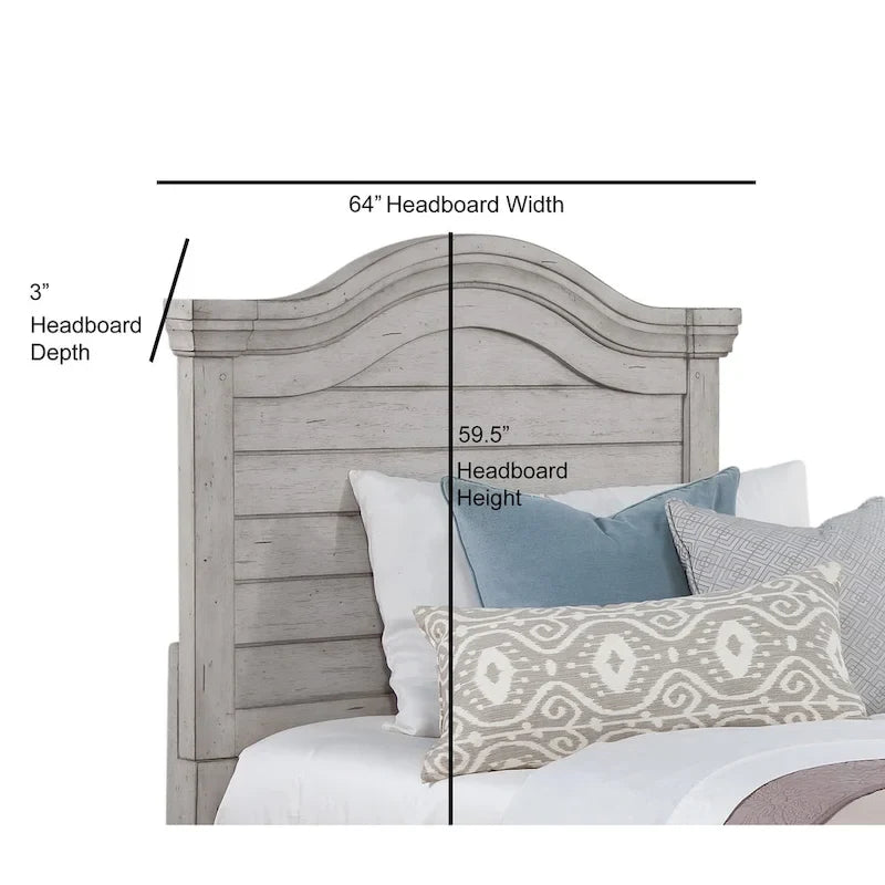 Rustic Distressed Antique Grey Panel Headboard for Bed Frames