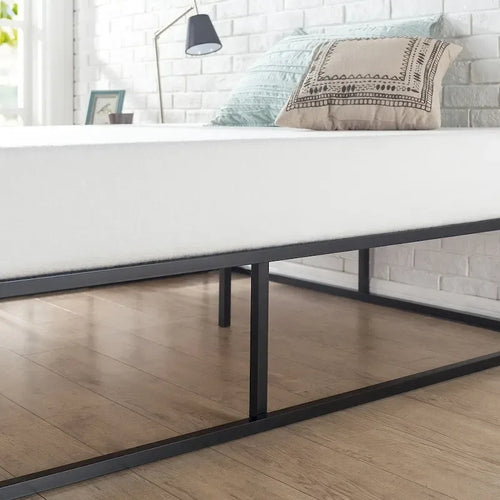 14-inch Low Profile Platform Bed Frame with Steel and Wood Slats