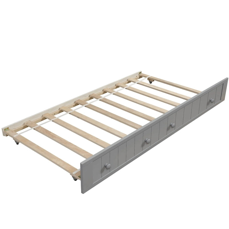 Twin Wooden Daybed with Storage Drawers and Trundle Bed