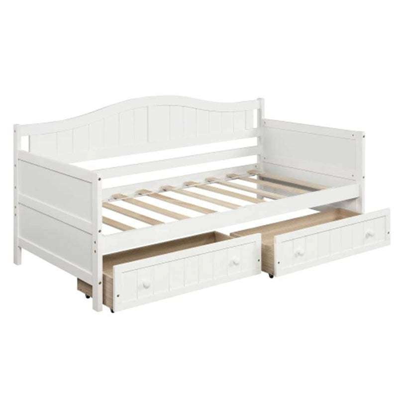 Twin Wooden Daybed with Storage Drawers and Trundle Bed