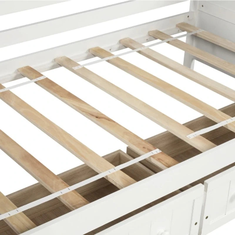 Twin Wooden Daybed with Storage Drawers and Trundle Bed
