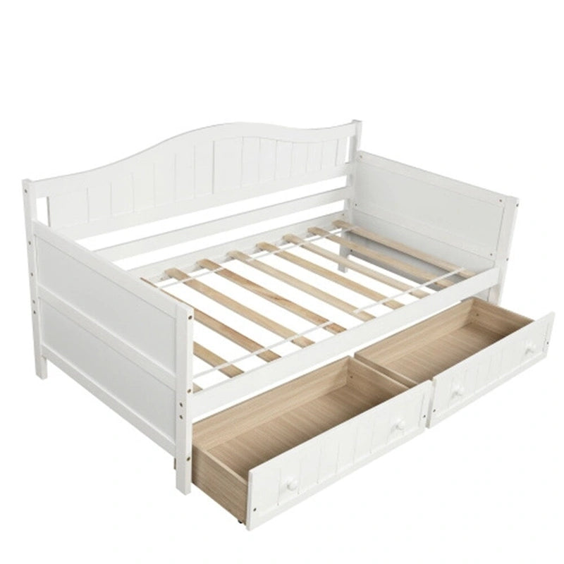 Twin Wooden Daybed with Storage Drawers and Trundle Bed