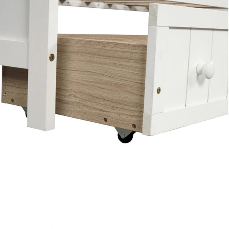 Twin Wooden Daybed with Storage Drawers and Trundle Bed