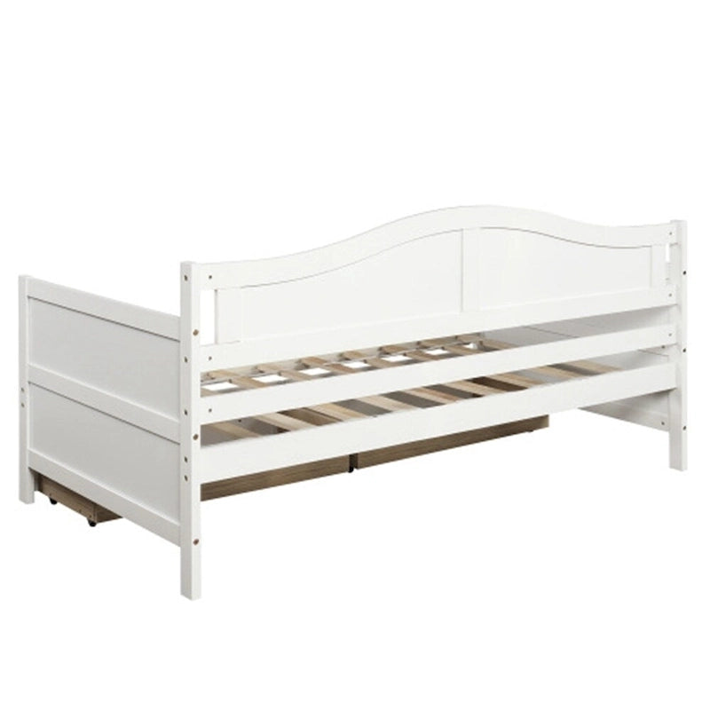 Twin Wooden Daybed with Storage Drawers and Trundle Bed