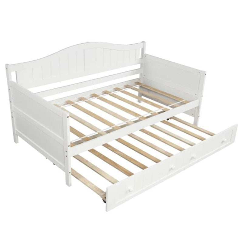 Twin Wooden Daybed with Storage Drawers and Trundle Bed
