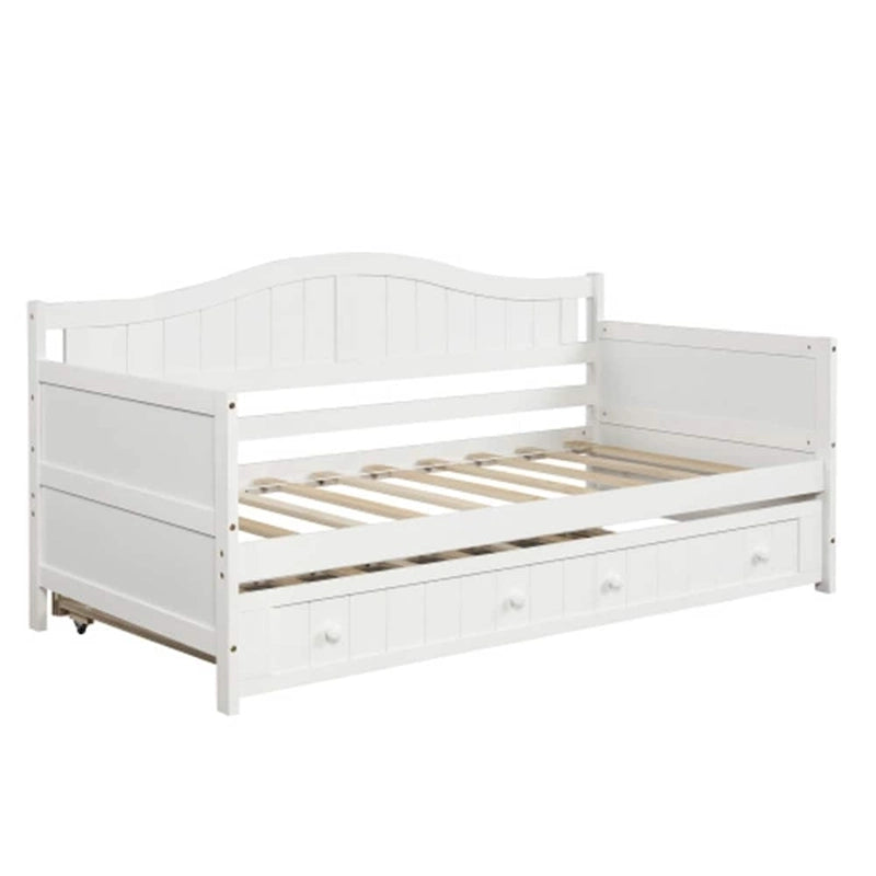 Twin Wooden Daybed with Storage Drawers and Trundle Bed