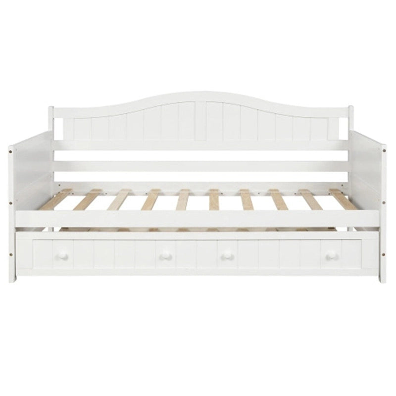 Twin Wooden Daybed with Storage Drawers and Trundle Bed