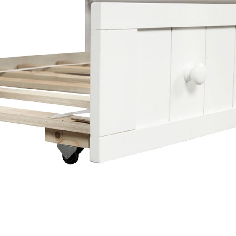 Twin Wooden Daybed with Storage Drawers and Trundle Bed