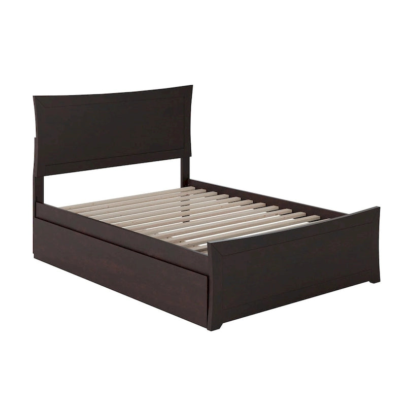 Solid Wood Platform Bed with Footboard Trundle Modern Bedroom Furniture