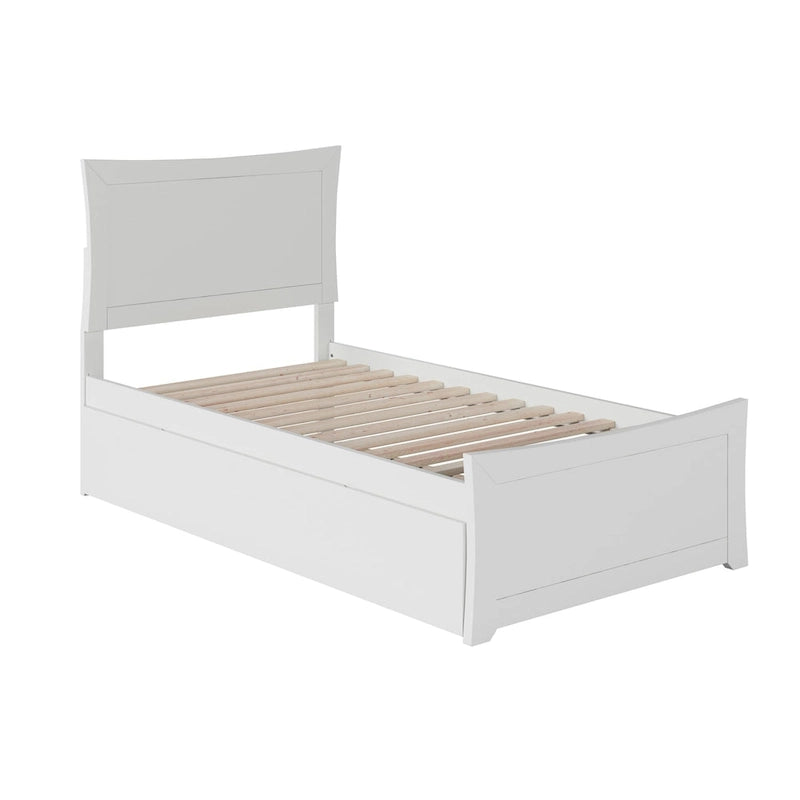 Solid Wood Platform Bed with Footboard Trundle Modern Bedroom Furniture