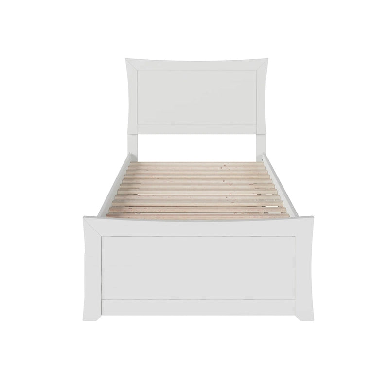Solid Wood Platform Bed with Footboard Trundle Modern Bedroom Furniture