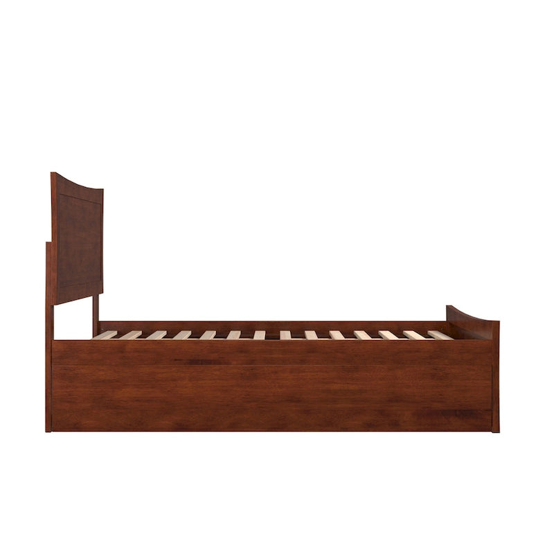 Solid Wood Platform Bed with Footboard Trundle Modern Bedroom Furniture