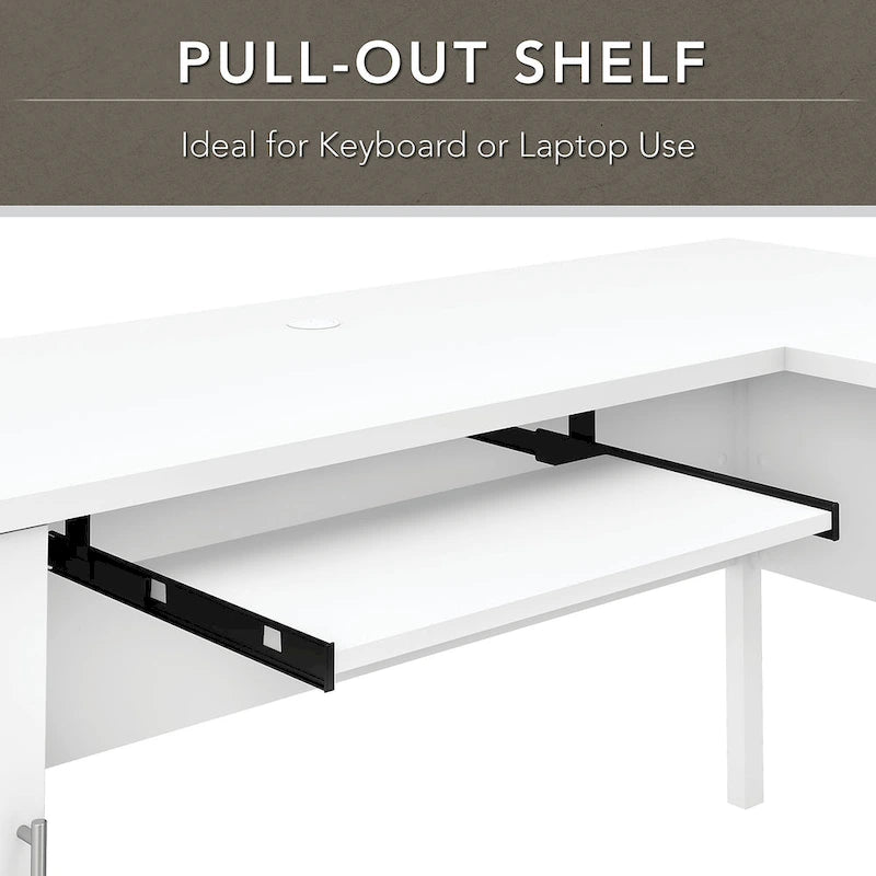 L Shaped Desk with Hutch, Cabinet and Bookcase in Gray