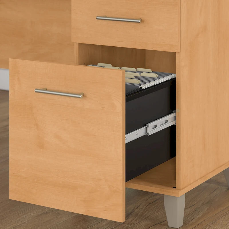 L Shaped Desk with Hutch, Cabinet and Bookcase in Gray