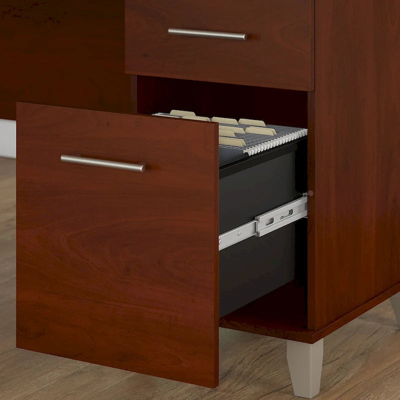 L Shaped Desk with Hutch, Cabinet and Bookcase in Gray
