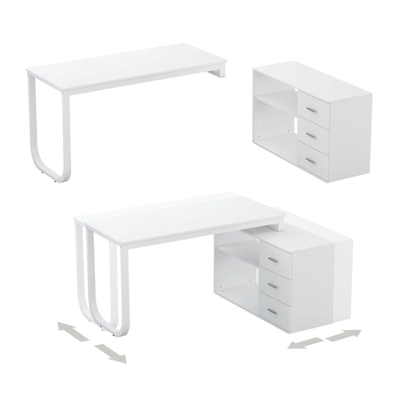 55" L-Shaped Computer Desk with Storage Workstation