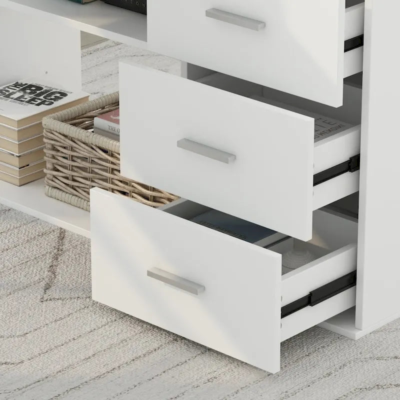 55" L-Shaped Computer Desk with Storage Workstation
