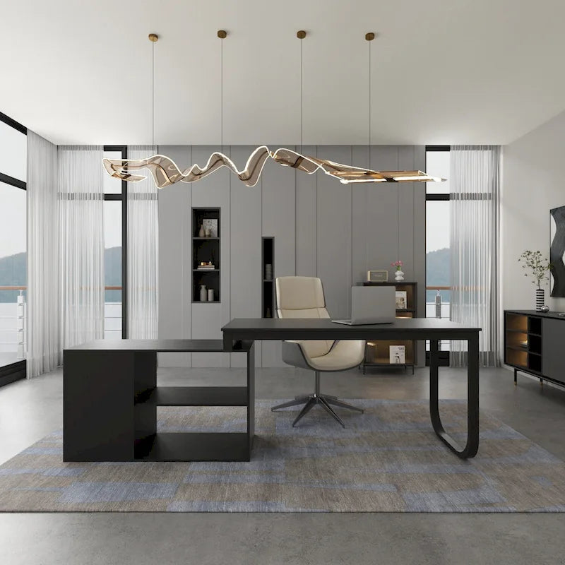 55" L-Shaped Computer Desk with Storage Workstation