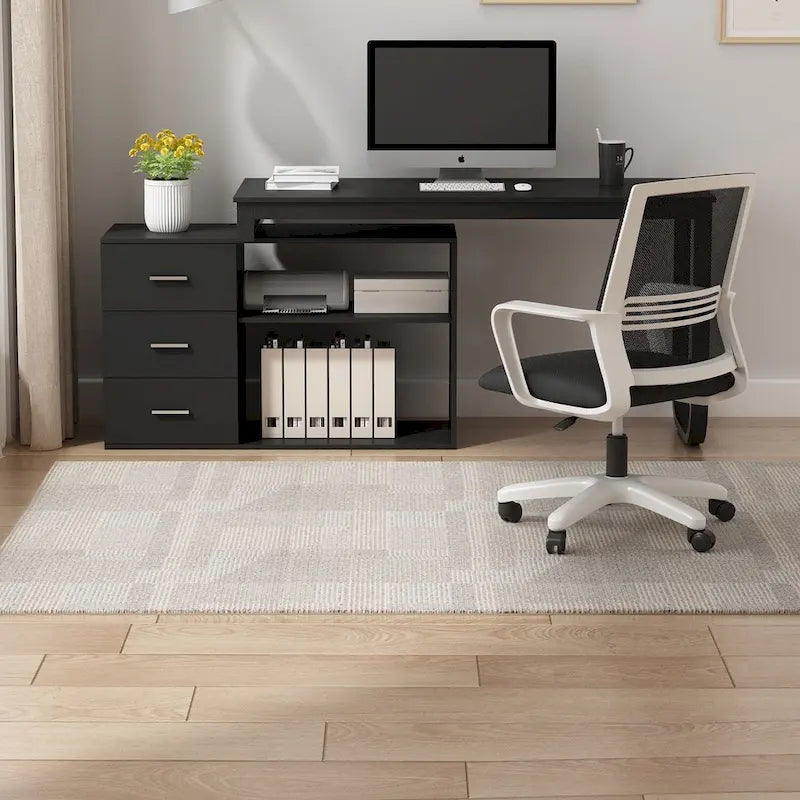 55" L-Shaped Computer Desk with Storage Workstation