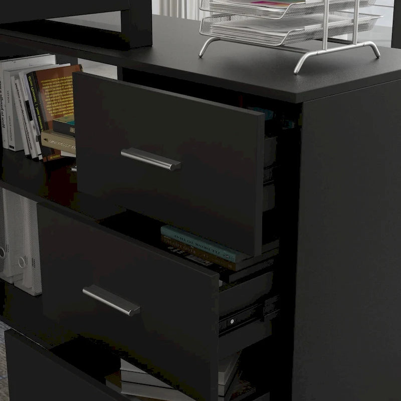 55" L-Shaped Computer Desk with Storage Workstation