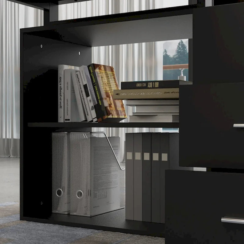 55" L-Shaped Computer Desk with Storage Workstation