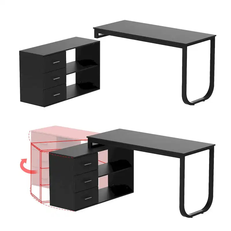 55" L-Shaped Computer Desk with Storage Workstation