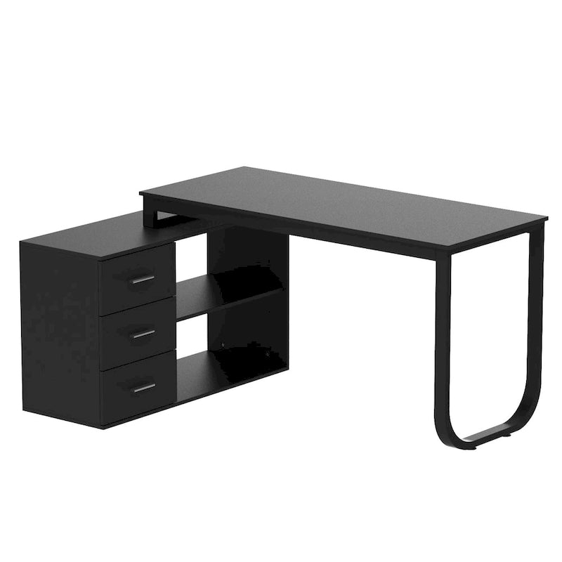 55" L-Shaped Computer Desk with Storage Workstation