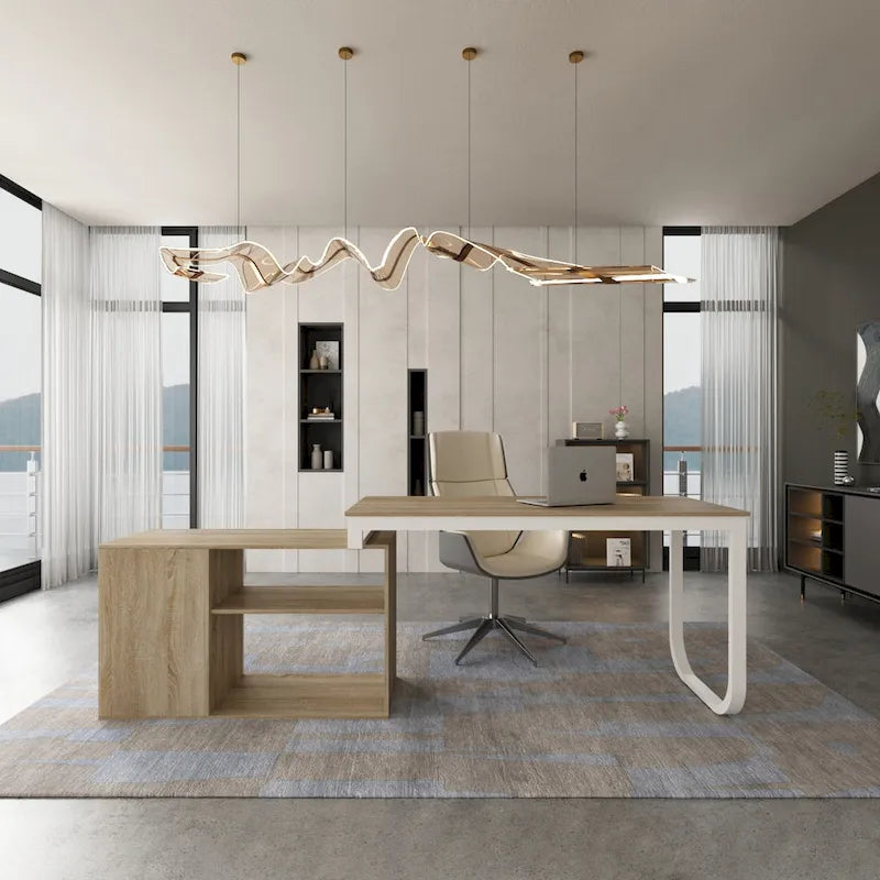 55" L-Shaped Computer Desk with Storage Workstation