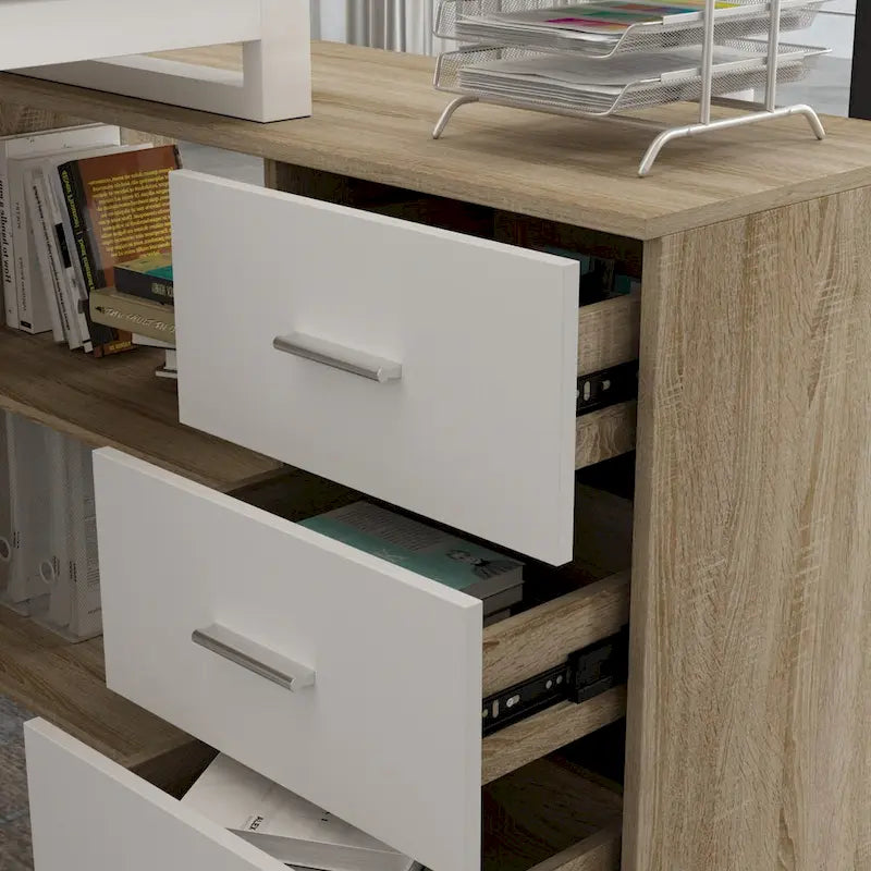 55" L-Shaped Computer Desk with Storage Workstation