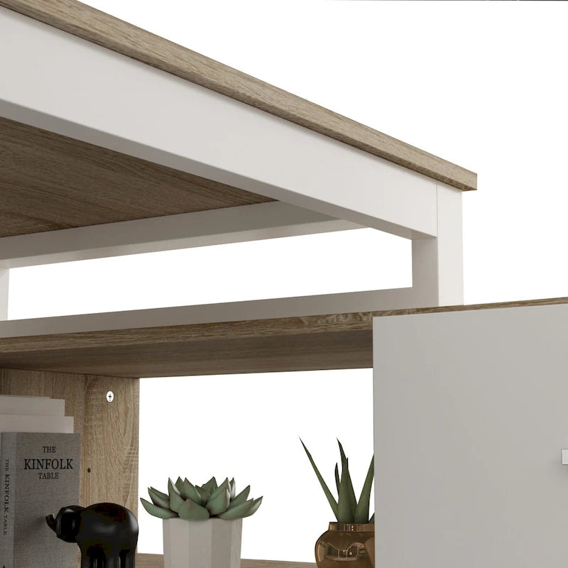55" L-Shaped Computer Desk with Storage Workstation