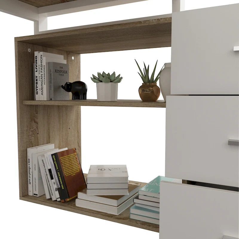 55" L-Shaped Computer Desk with Storage Workstation