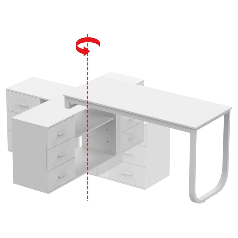 55" L-Shaped Computer Desk with Storage Workstation