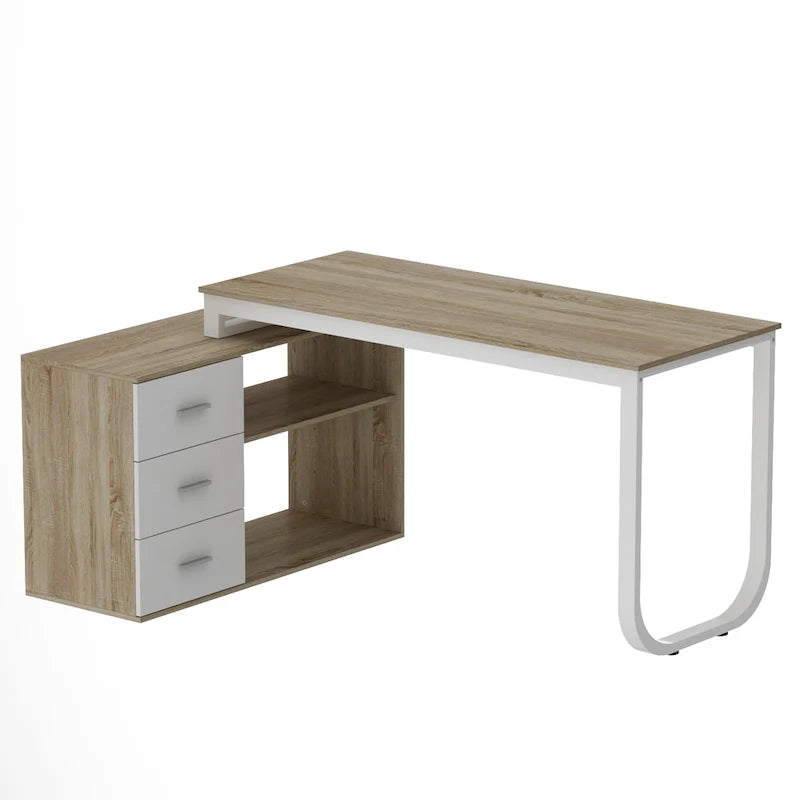 55" L-Shaped Computer Desk with Storage Workstation