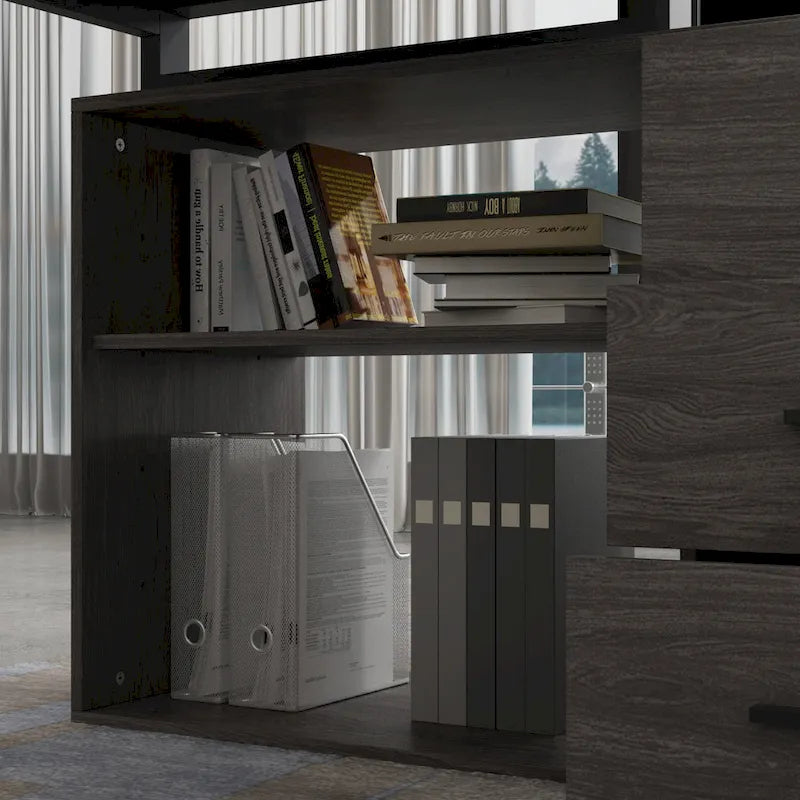 55" L-Shaped Computer Desk with Storage Workstation