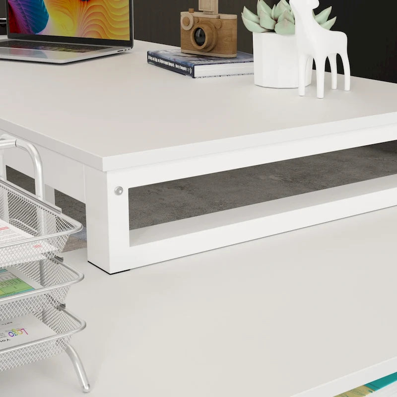 55" L-Shaped Computer Desk with Storage Workstation