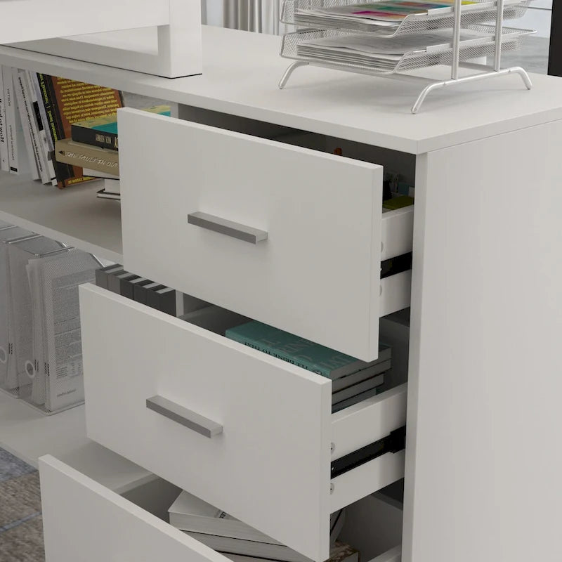 55" L-Shaped Computer Desk with Storage Workstation