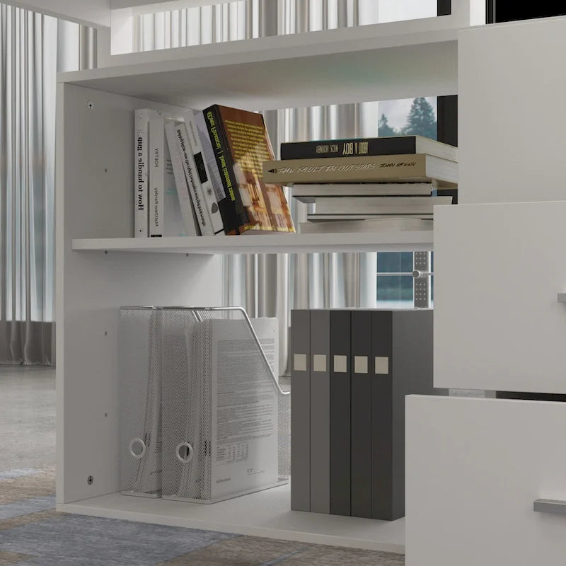 55" L-Shaped Computer Desk with Storage Workstation